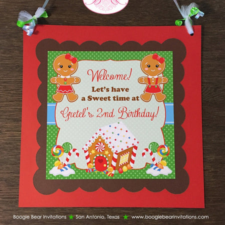 Gingerbread Girl Party Door Banner Birthday Winter Lollipop Snowflake Candy Snow Christmas Sweet Cookie Boogie Bear Invitations Gretel Theme
