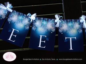 Sweet 16 Birthday Party Banner Winter Blue Glowing Teen Girl Happy Sixteen Silver 1st 21st 30th 40th Boogie Bear Invitations Krista Theme