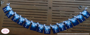 Blue Glowing Ornaments Party Banner Birthday Happy Girl Christmas Sweet 16 Winter Formal Elegant Dance Boogie Bear Invitations Krista Theme