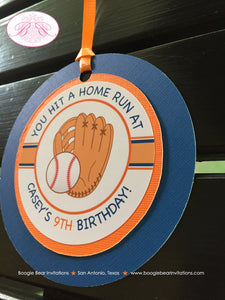 Baseball Birthday Party Favor Tags Team Club Softball Orange Blue Home Run Base Ball Sports Boogie Bear Invitations Casey Theme