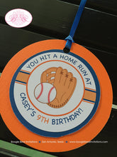 Load image into Gallery viewer, Baseball Birthday Party Favor Tags Team Club Softball Orange Blue Home Run Base Ball Sports Boogie Bear Invitations Casey Theme