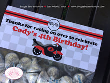 Load image into Gallery viewer, Red Motorcycle Birthday Party Treat Bag Toppers Folded Favor Black Enduro Motocross Street Bike Racing Boogie Bear Invitations Cody Theme