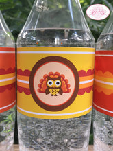 Load image into Gallery viewer, Thanksgiving Owls Birthday Party Bottle Wraps Wrappers Cover Label Girl Boy Pumpkin Turkey Fall Autumn Boogie Bear Invitations Rylan Theme