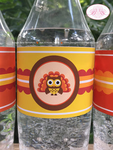 Thanksgiving Owls Birthday Party Bottle Wraps Wrappers Cover Label Girl Boy Pumpkin Turkey Fall Autumn Boogie Bear Invitations Rylan Theme