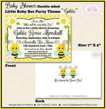 Load image into Gallery viewer, Bee Baby Shower Reveal Party Invitation Boy Girl Honey Yellow Black White Boogie Bear Invitations Goldie Theme Paperless Printable Printed
