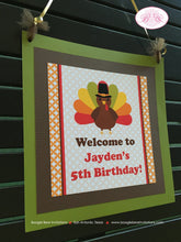 Load image into Gallery viewer, Little Turkey Birthday Party Door Banner Fall Girl Boy Orange Thanksgiving Bird Country Rustic Gobble Boogie Bear Invitations Jayden Theme