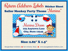 Load image into Gallery viewer, Sailor Monkey Girl Birthday Photo Party Invitation Red Blue Sail Boat Ocean Boogie Bear Invitations Marina Theme Paperless Printable Printed