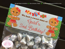 Load image into Gallery viewer, Gingerbread Birthday Party Treat Bag Toppers Folded Favor Girl Lollipop Snowflake Christmas Sweet Red Boogie Bear Invitations Gretel Theme