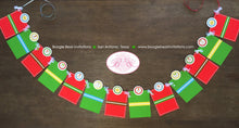 Load image into Gallery viewer, Gingerbread Boy Photo Timeline Banner Happy 1st Birthday Party Red Green Winter Christmas Candy House Boogie Bear Invitations Hansel Theme