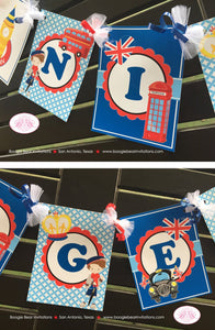 London England Party Name Banner Birthday Boy British Flag 1st 2nd 3rd 4th 5th 6th 7th 8th 9th 10th 11th Boogie Bear Invitations Nigel Theme
