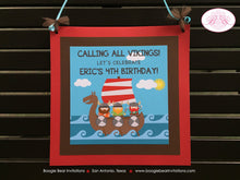 Load image into Gallery viewer, Viking Warrior Party Door Banner Birthday Boy Girl Ocean Set Sail Ship Kids Medieval Erik the Red Norse Boogie Bear Invitations Eric Theme