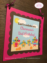 Load image into Gallery viewer, Little Turkey Birthday Party Door Banner Girl Beach Pink Orange Swimming Pool Thanksgiving Gobble Boogie Bear Invitations Charmaine Theme