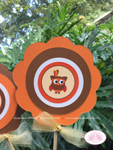Load image into Gallery viewer, Thanksgiving Birthday Party Centerpiece Owl Boy Girl Fall Autumn Orange Pumpkin Turkey Gobble Pilgrim Boogie Bear Invitations Rylan Theme