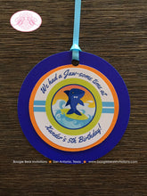 Load image into Gallery viewer, Surfer Shark Birthday Party Favor Tags Ocean Beach Tropical Swimming Swim Pool Surf Surfing Boy Girl Boogie Bear Invitations Xander Theme