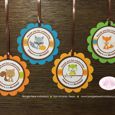 Fall Woodland Animals Party Favor Tags Birthday Owl Fox Pumpkin Thanksgiving Farm Autumn Boy Girl Forest Boogie Bear Invitations Asher Theme