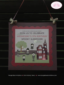 Halloween Birthday Party Door Banner Spooky Family Boy Girl Haunted House Full Moon Owl Spooky Black Boogie Bear Invitations Wednesday Theme