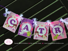Load image into Gallery viewer, Vet Doctor Girl Birthday Party Banner Name Small Animals Hospital Pink Purple 1st 2nd 3rd 4th 5th 6th Boogie Bear Invitations Catrice Theme