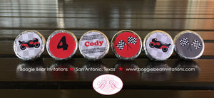 Red Motorcycle Birthday Party Circle Stickers Sheet Candy Favor Racing Enduro Motocross Street Race Track Boogie Bear Invitations Cody Theme