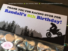 Load image into Gallery viewer, Dirt Bike Birthday Party Treat Bag Toppers Folded Favor Blue Enduro Motocross Motorcycle Racing Race Boogie Bear Invitations Randall Theme