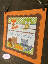 Load image into Gallery viewer, Fall Woodland Animals Birthday Party Door Banner Fox Bird Owl Pumpkin Squirrel Autumn Forest Creatures Boogie Bear Invitations Asher Theme