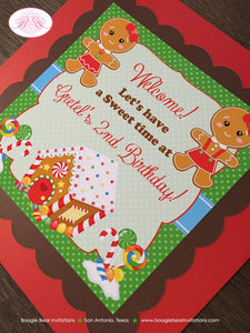 Gingerbread Girl Party Door Banner Birthday Winter Lollipop Snowflake Candy Snow Christmas Sweet Cookie Boogie Bear Invitations Gretel Theme