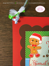 Load image into Gallery viewer, Gingerbread Boy Party Door Banner Birthday Red Green Lollipop Snowflake Candy Snow Ginger Bread House Boogie Bear Invitations Hansel Theme