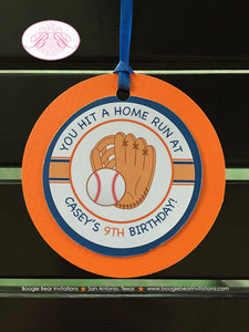 Baseball Birthday Party Favor Tags Team Club Softball Orange Blue Home Run Base Ball Sports Boogie Bear Invitations Casey Theme