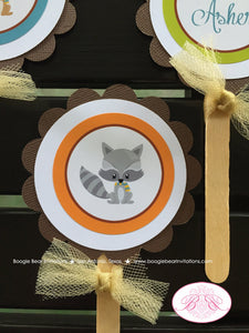Fall Woodland Animals Cupcake Toppers Birthday Party Owl Squirrel Fox Bird Pumpkin Boy Girl Thanksgiving Boogie Bear Invitations Asher Theme
