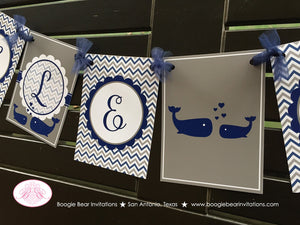 Navy Blue Whale Baby Shower Party Banner Welcome Boy Girl Royal Grey Come Little Pool Chevron Boogie Bear Invitations Kristy Theme Printed