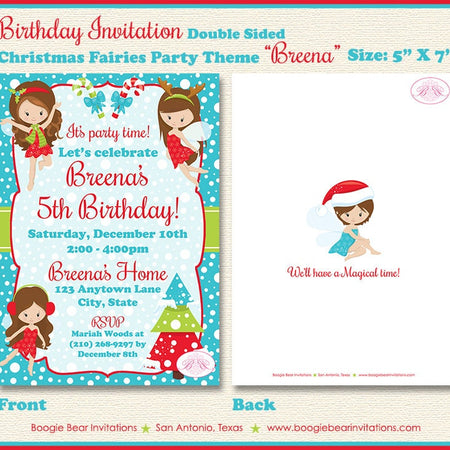 Christmas Fairy Birthday Party Invitation Winter Girl Snowflake Snow Magic Boogie Bear Invitations Breena Theme Paperless Printable Printed