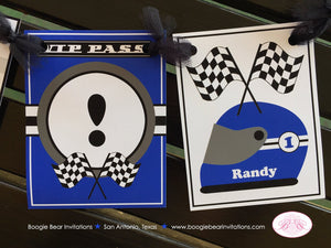 Motorcycle Birthday I am 1 Highchair Banner Party Blue Black Driver Speed Racing Stripe Boy Girl 1st 2nd Boogie Bear Invitations Randy Theme