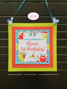 Christmas Monster Birthday Party Door Banner Winter Holiday Boy Girl Red Green Snowing Snowflake Forest Boogie Bear Invitations Reese Theme