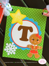 Load image into Gallery viewer, Gingerbread Girl Merry Christmas Banner Party Red Winter Lollipop Snowflake Snow Cookie Sweet Birthday Boogie Bear Invitations Gretel Theme
