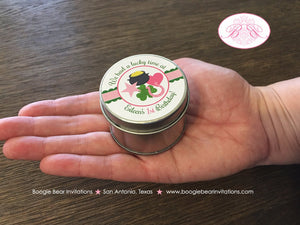 Lucky Charm Birthday Party Treat Favor Tins Circle Gift Box Candy Pink Green St. Patrick's Day Shamrock Boogie Bear Invitations Eileen Theme
