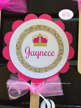 Load image into Gallery viewer, Pink Gold Princess Birthday Party Cupcake Toppers Set Girl Glitter Queen Crown Formal Royal Castle Boogie Bear Invitations Jaynece Theme