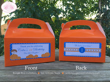 Load image into Gallery viewer, Blue Pumpkin Party Treat Boxes Favor Tags Bag Birthday Boy Fall Orange Harvest Barn Fall Country Autumn Boogie Bear Invitations Colin Theme