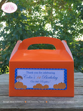 Load image into Gallery viewer, Blue Pumpkin Party Treat Boxes Favor Tags Bag Birthday Boy Fall Orange Harvest Barn Fall Country Autumn Boogie Bear Invitations Colin Theme