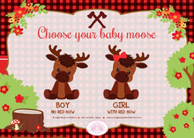 Load image into Gallery viewer, Little Moose Baby Shower Door Banner Red Forest Woodland Boy Girl Animals Calf Party Plaid Axe Flowers Boogie Bear Invitations Valerie Theme