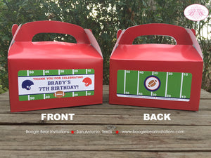 Football Birthday Party Treat Boxes Bag Red Blue Red Favor Touchdown Foot Ball Athletic Field Boogie Bear Invitations Brady Theme Printed