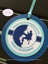 Load image into Gallery viewer, Rock Climbing Birthday Party Favor Tags Boy Girl Mountain Blue Navy Wall Indoor Outdoor Climb s Sports Boogie Bear Invitations Caleb Theme