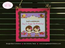 Load image into Gallery viewer, Autumn Harvest Girl Birthday Door Banner Party Twin Forest Pink Purple Fall Pumpkin Farm Thanksgiving Boogie Bear Invitations Ivy Izzy Theme