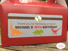Load image into Gallery viewer, Dinosaur Birthday Party Treat Boxes Favor Orange Red Boy Girl Paleontology Jurassic Stomp Roar Dino Boogie Bear Invitations Michael Theme