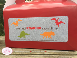 Dinosaur Birthday Party Treat Boxes Favor Orange Red Boy Girl Paleontology Jurassic Stomp Roar Dino Boogie Bear Invitations Michael Theme