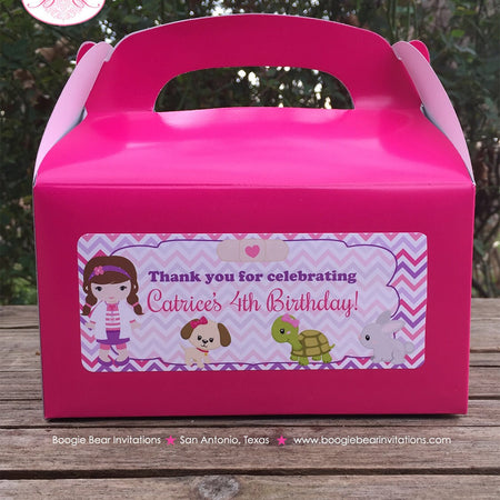 Vet Doctor Girl Party Treat Boxes Favor Birthday Animal Hospital Pink Purple Veterinarian Doctor Nurse Boogie Bear Invitations Catrice Theme