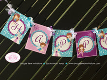 Load image into Gallery viewer, Winter Fairy Happy Birthday Party Banner Girl Purple Lavender Blue Christmas 1st 2nd 3rd 4th 5th 6th Boogie Bear Invitations Parisa Theme