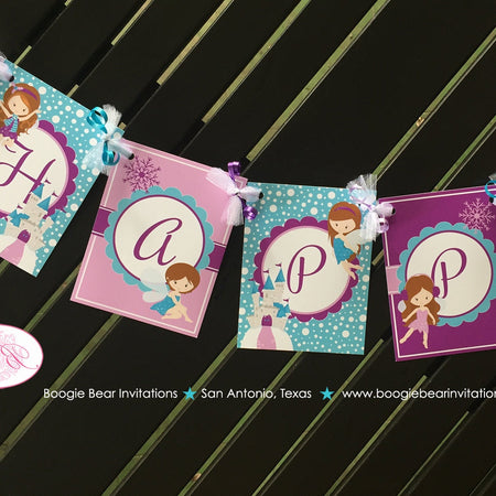 Winter Fairy Happy Birthday Party Banner Girl Purple Lavender Blue Christmas 1st 2nd 3rd 4th 5th 6th Boogie Bear Invitations Parisa Theme