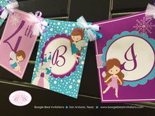 Load image into Gallery viewer, Winter Fairy Happy Birthday Party Banner Girl Purple Lavender Blue Christmas 1st 2nd 3rd 4th 5th 6th Boogie Bear Invitations Parisa Theme