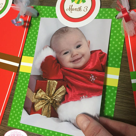 Gingerbread Girl Photo Timeline Banner Happy 1st Birthday Party Red Green Winter Christmas Candy House Boogie Bear Invitations Gretel Theme