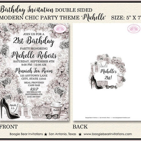 Fashionista Birthday Party Invitation Fashion Chic Black Formal Shopping Boogie Bear Invitations Michelle Theme Paperless Printable Printed
