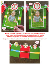 Load image into Gallery viewer, Gingerbread Boy Photo Timeline Banner Happy 1st Birthday Party Red Green Winter Christmas Candy House Boogie Bear Invitations Hansel Theme